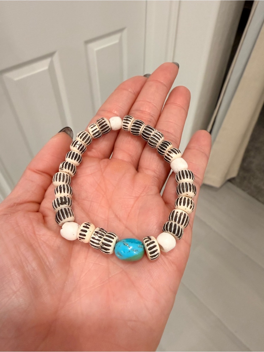Turquoise Stone Beaded Stretch Bracelet